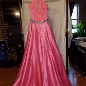 Pink Sherri Hill gown with pockets.